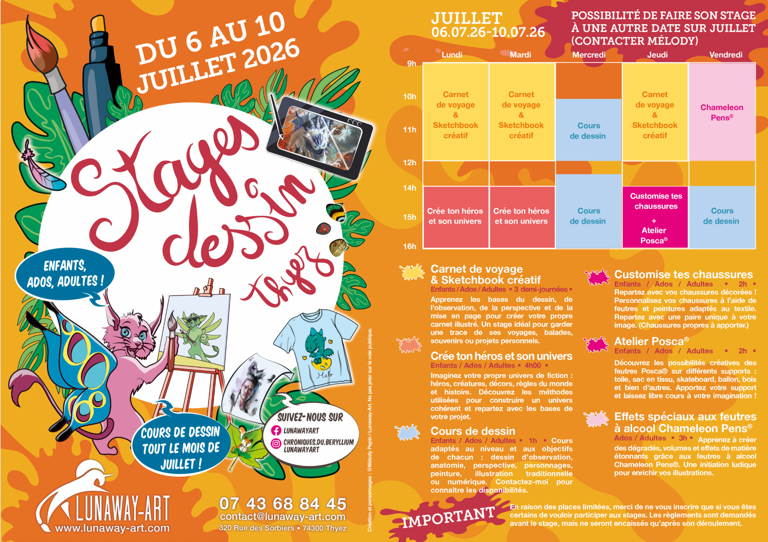 stages dessin juillet 2026